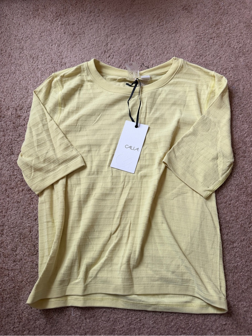 NWT CALIA Soft Yellow Short Sleeve Top
